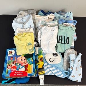 Boys 0-3 months Blue and White Striped Kids Clothes Bundle lot set